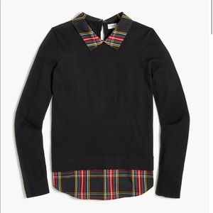 J. Crew Factory Tartan woven collar sweater AF729
